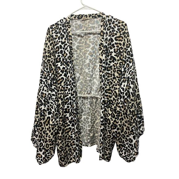 Sim & Sam Leopard Print Kimono Open Cardigan  Top Sz XL Boho Indie Artsy - Picture 7 of 7
